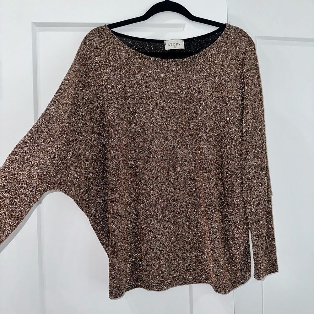 Long Sleeve Bronze Glitter Top